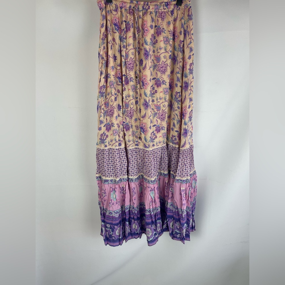 Spell & The Gypsy Floral Boho Maxi Skirt XS Elastic Waist Lined Viscose✨ - Picture 2 of 10